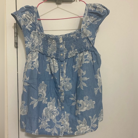 Old Navy Tops - Square Neck Top Blue Floral Old Navy